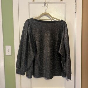 Loft Sparkly Black Long Sleeve Top